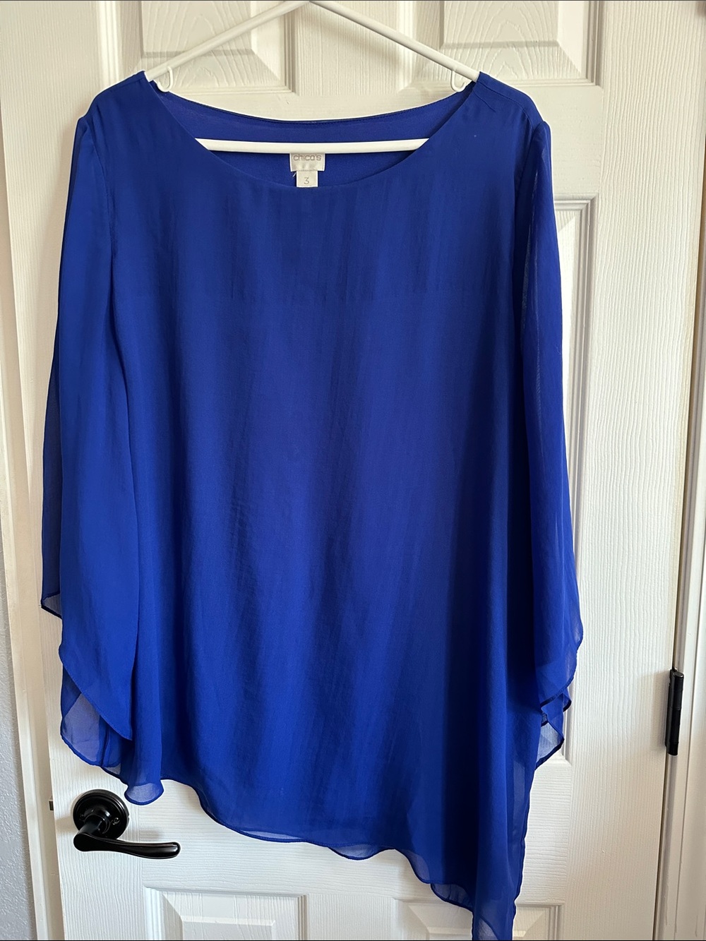 Chico’s Royal Royal Blue Layered Chiffon Tunic